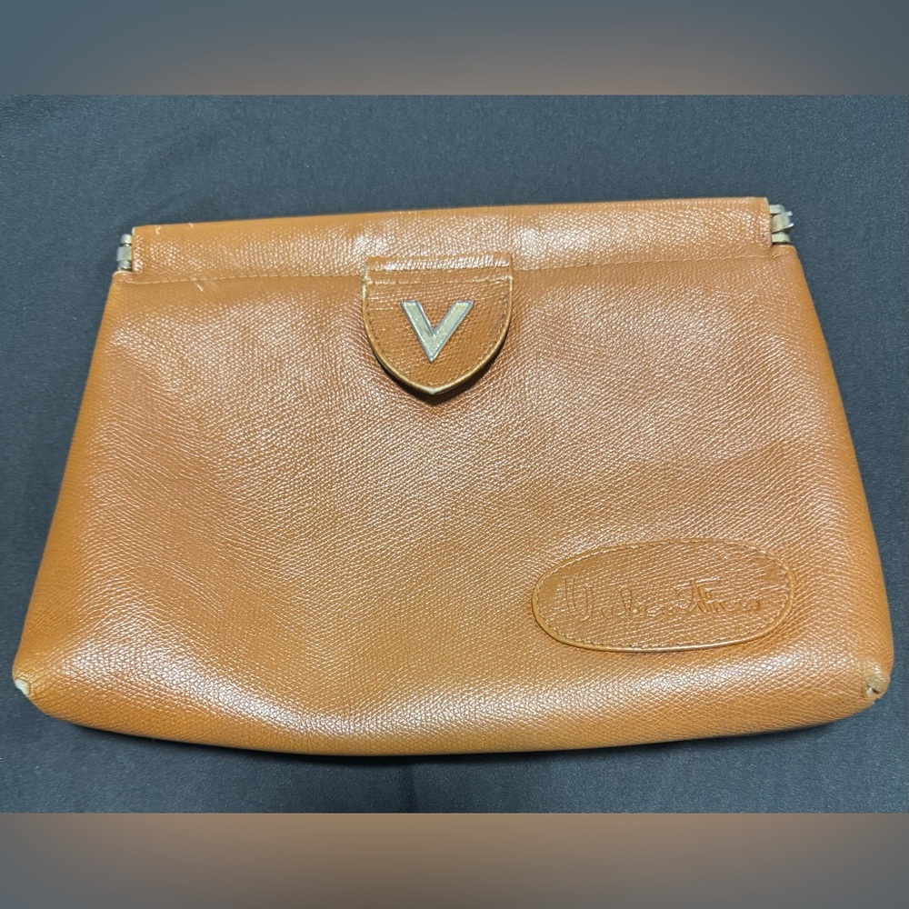 Vintage Mario Valentino Italian Leather Clutch Bag – Tan – Rare Designer Find